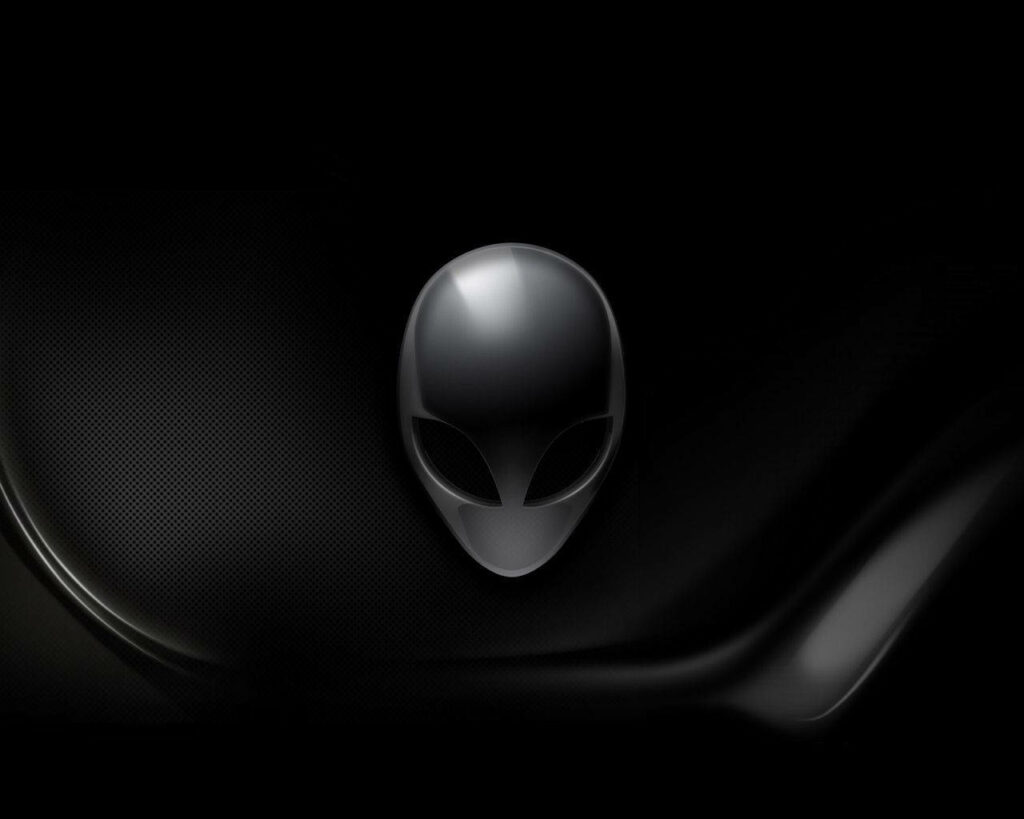 Otherworldly Obscurity: Black 3D Alien Face Wallpaper