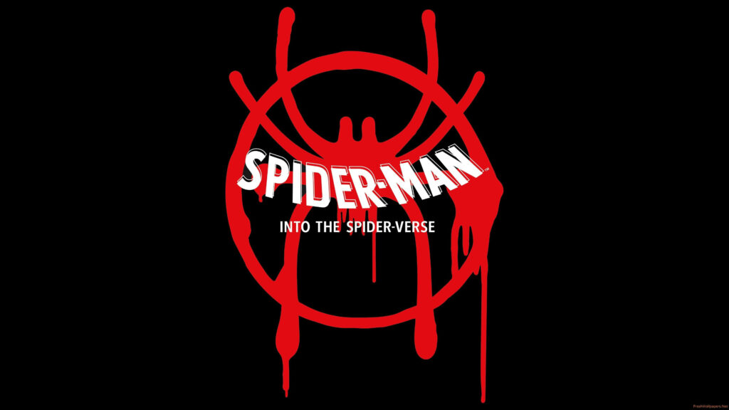 Swing into Action with the Vibrant Red Spider-Man into the Spider-Verse Poster Wallpaper