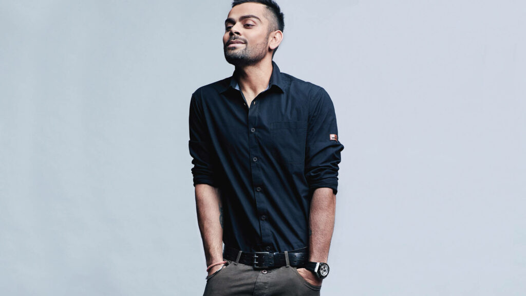 Heavenly Slimness: Virat Kohli Wallpaper Pose with Pocket Hands