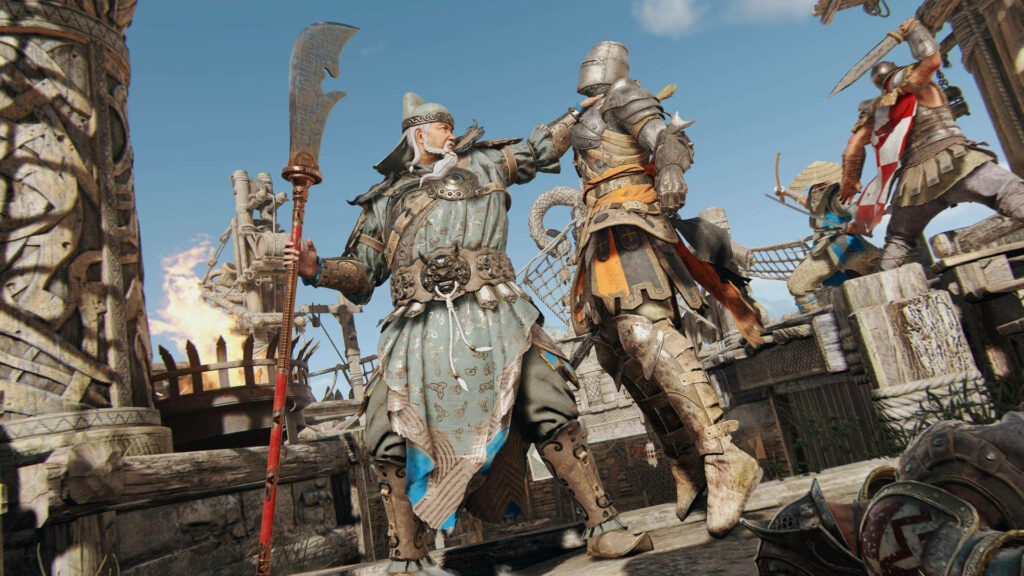 For Honor Wu Lin warriors in traditional armor and weapons ready for battle in fortress Wallpaper
