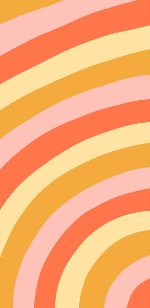 Retro 70's Wallpaper: Vibrant Pink, Orange & Yellow Curved Patterns