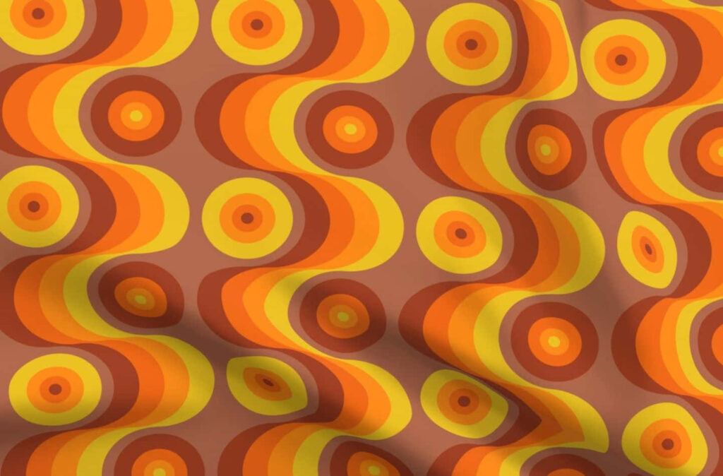 70's Groovy Wallpaper: Vibrant Yellow, Orange & Brown Retro Design