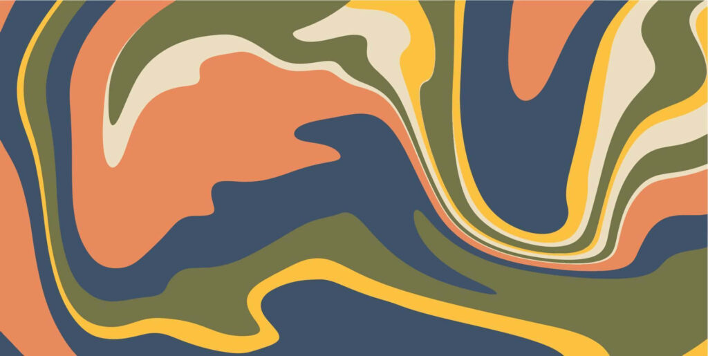 Groovy 70s Abstract Swirl Wallpaper: Retro Orange & Green Design