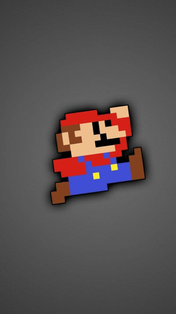 8-Bit Super Mario 3D Wallpaper for iPhone: Vibrant Dark Gray Design