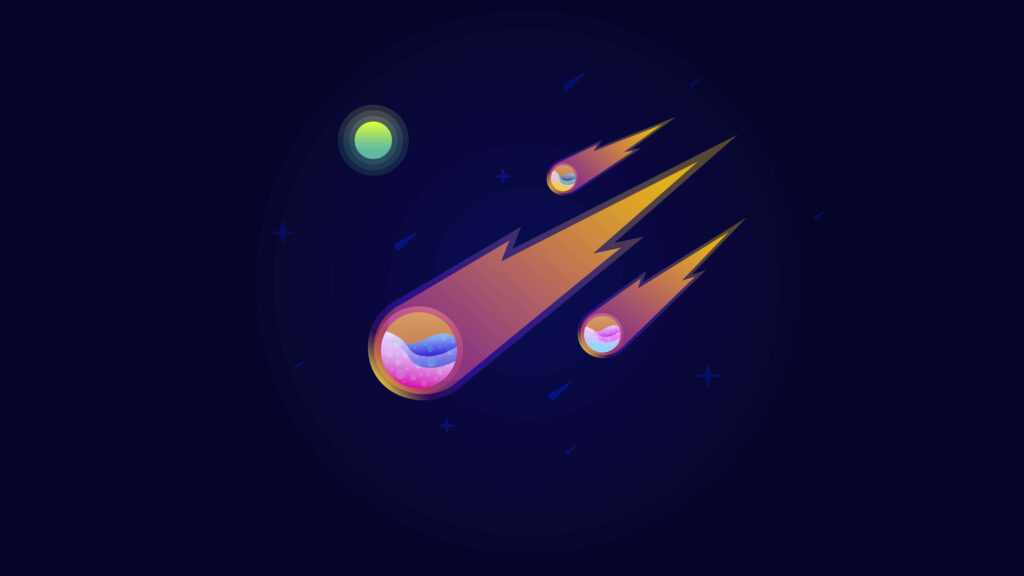 Minimalistic 8K Wallpaper: Luminous Meteors in Starry Sky