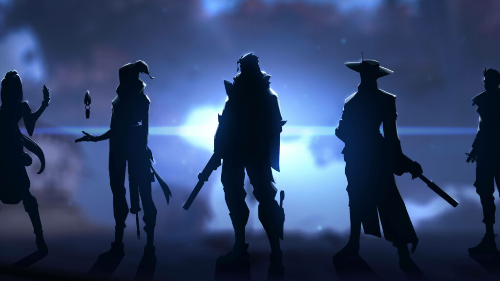 Heroes of Valor in Stunning 8K: Epic Silhouette Lineup on a Gaming Background Wallpaper