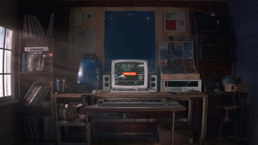 Nostalgic 90s Music Production Wallpaper with Vintage Setup