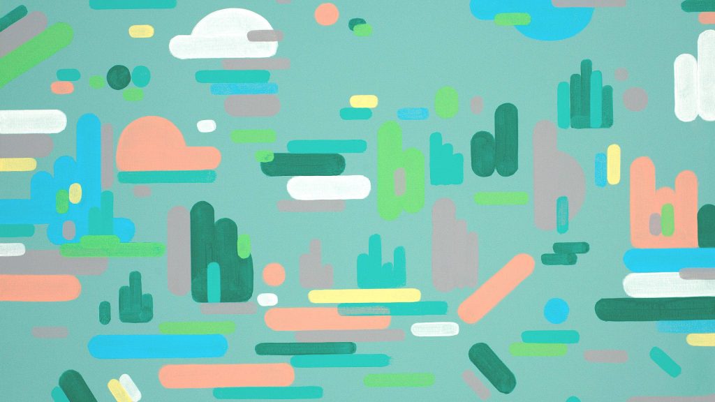 90s inspired retro wallpaper with pastel abstract shapes on soft teal modern minimalist background