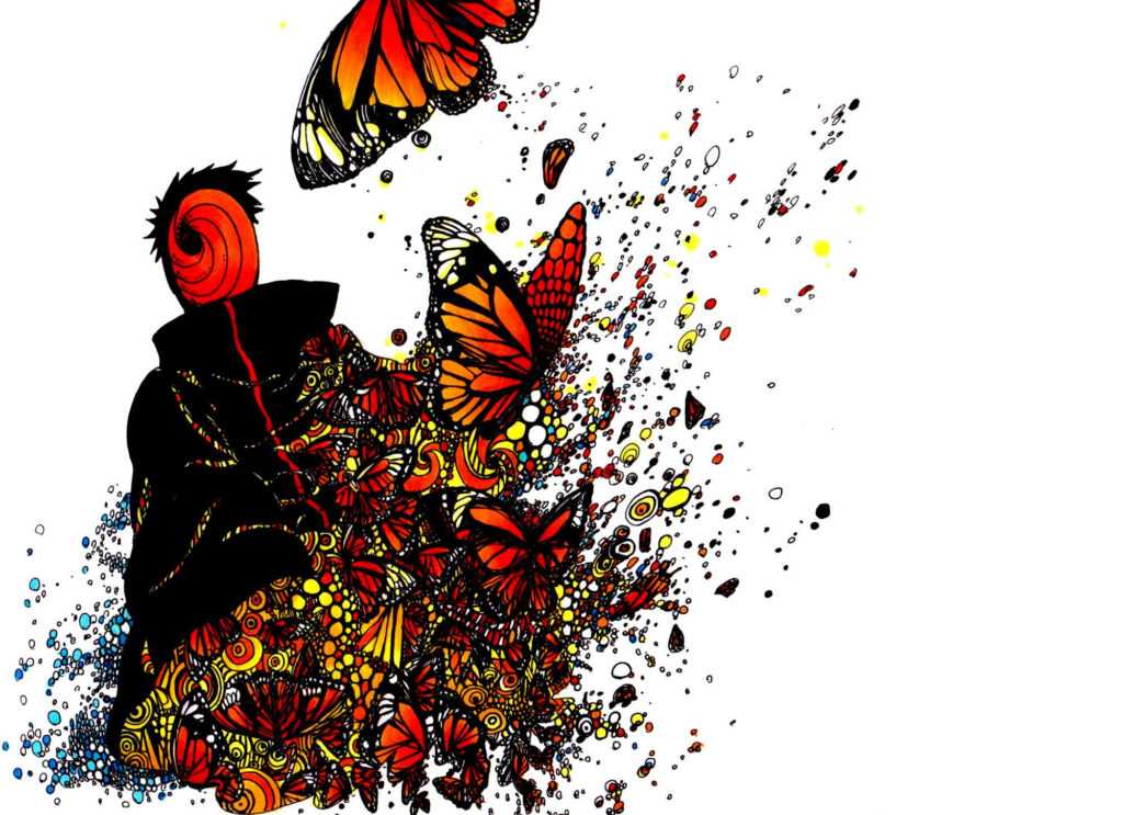 Infinite Butterflies: The Enigmatic Obito Uchiha Unleashes a Rainbow Symphony Wallpaper