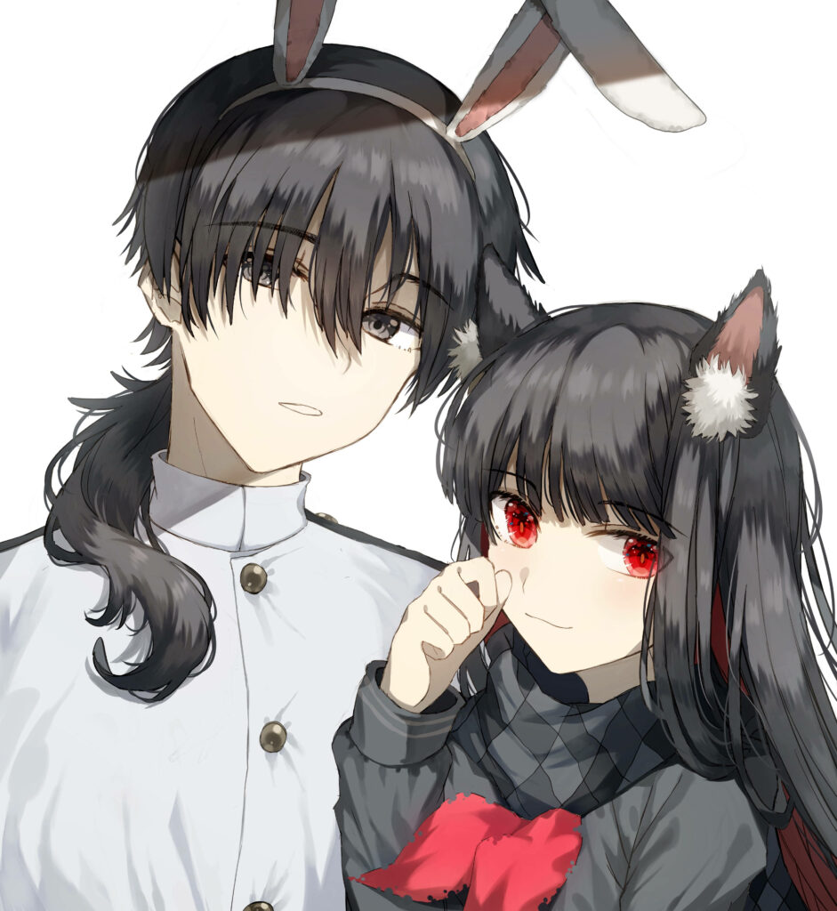 Bunny-Eared Lovebirds: Sakamoto Ryouma and Oryou Embrace the Aesthetics of Fate/Grand Order Wallpaper