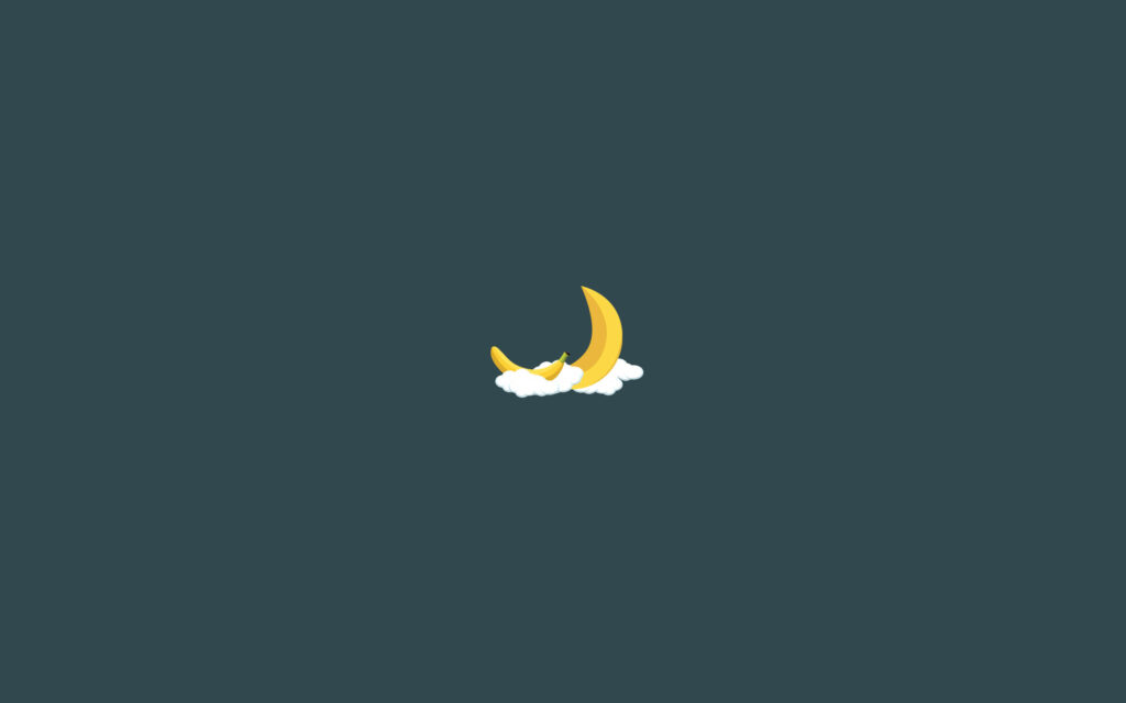 Cloud-Cradled Moon and Banana: Serene Simplicity Wallpaper