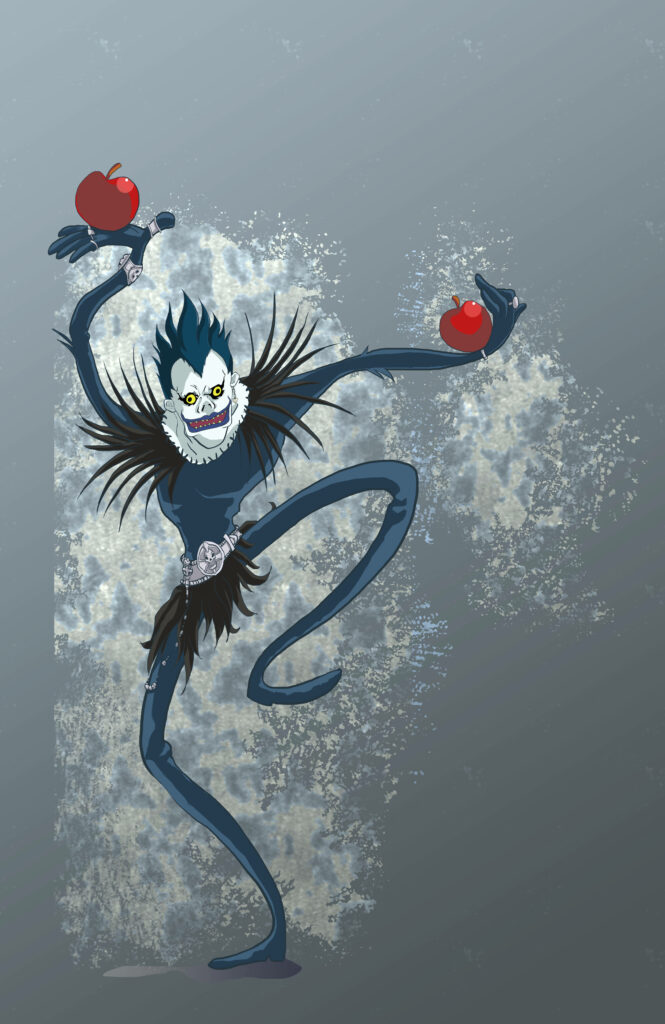 Balancing Apples: Lanky Ryuk's Charms - Death Note iPhone Background Delight Wallpaper