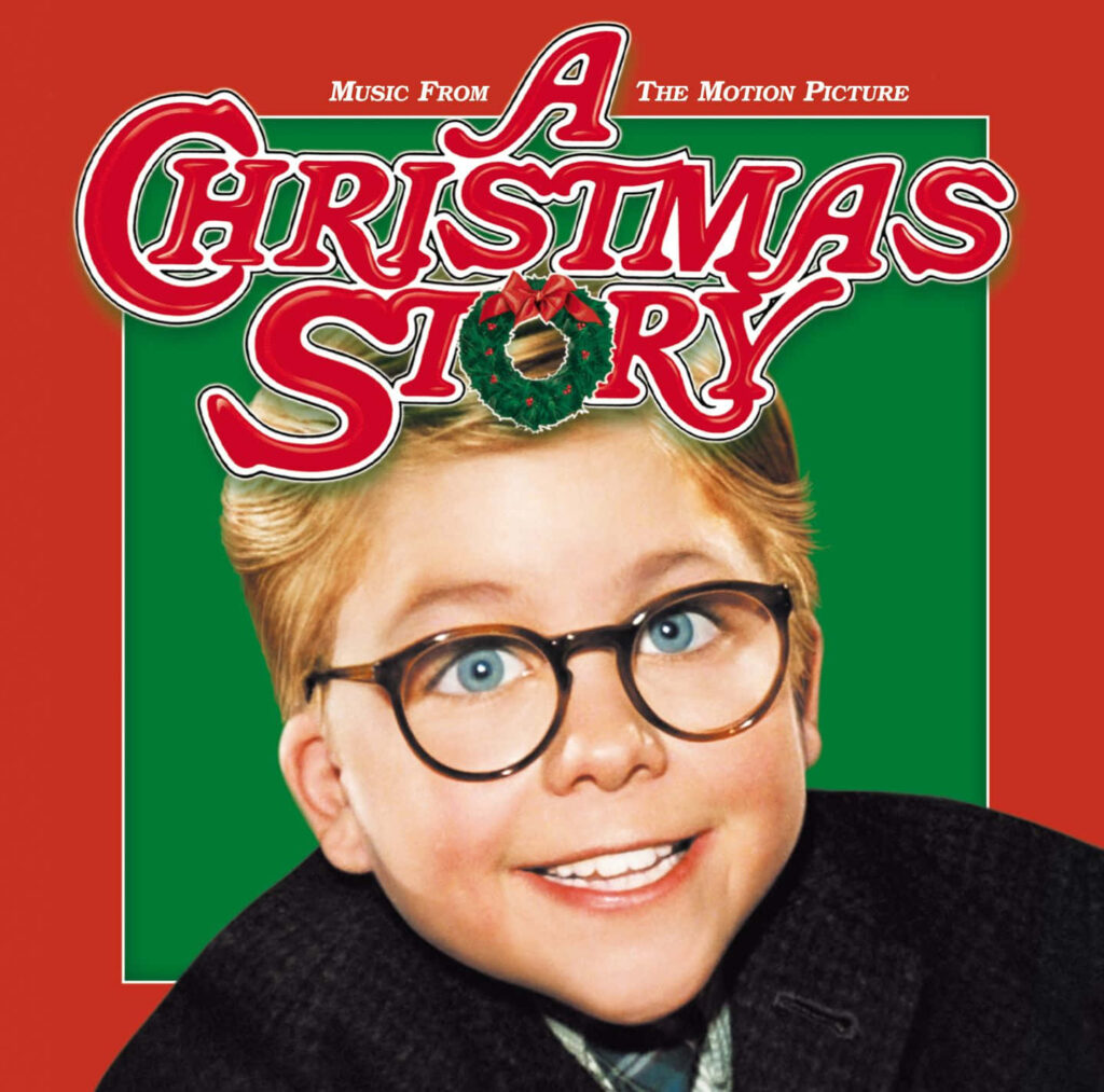 A Christmas Story wallpaper with Ralphie Parker and classic holiday colors festive background
