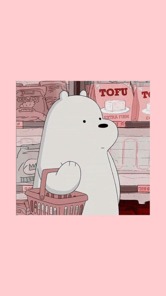 Pawsome Shopping with Ice Bear: Exploring the Extra Firm Tofu Isle in Style Wallpaper