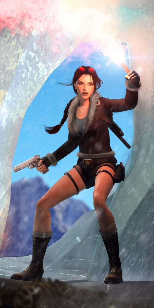 Lara Croft Ignites Adventure: An Epic Background for Android Reveals a Fearless Explorer Armed with Fire and Fury Wallpaper