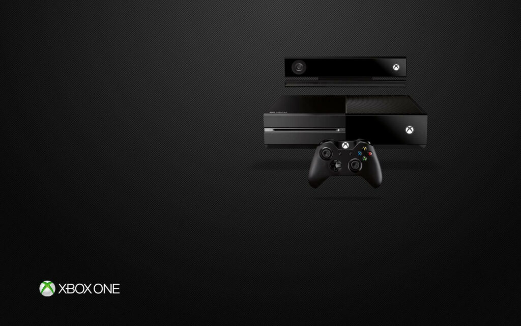Display of Xbox One X Controller, Consoles, and Logo on Sleek Black Backdrop Wallpaper