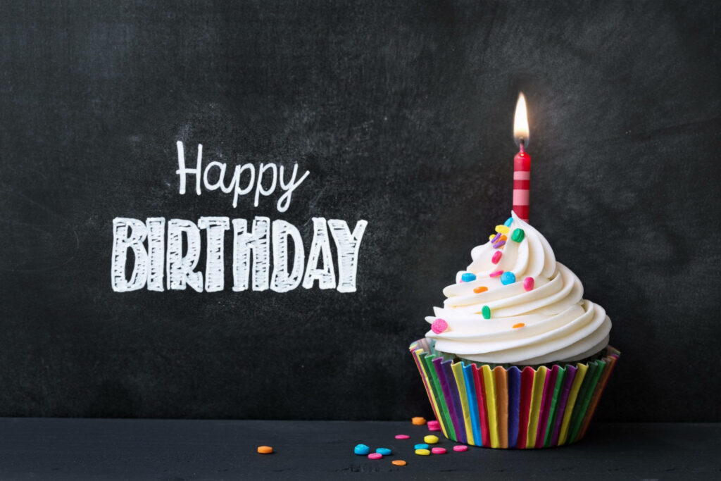Sprinkling Joy: A Vibrant Aesthetic Happy Birthday Cupcake Wallpaper