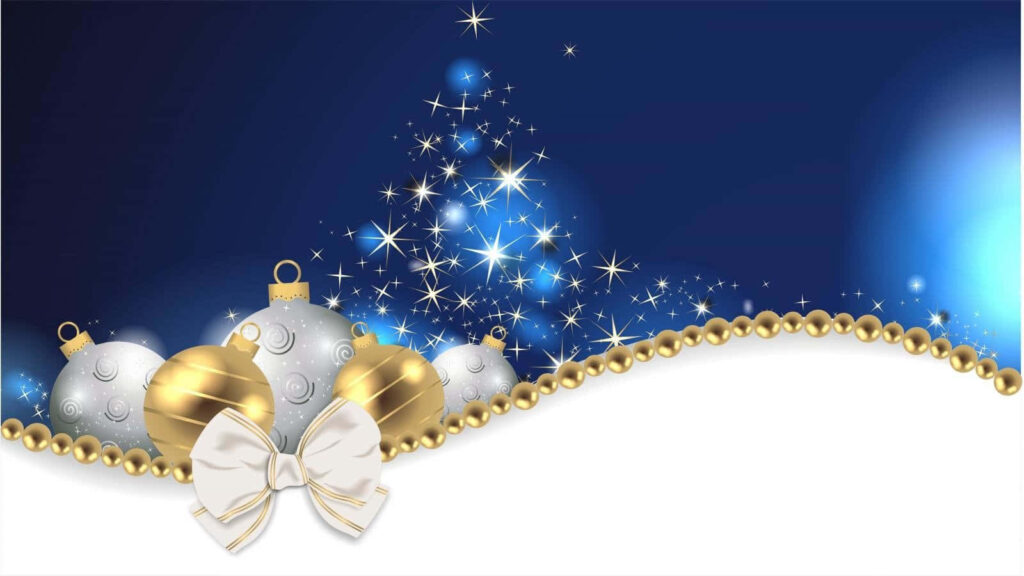 Blue Delight: A Vibrant Christmas Wonderland Wallpaper