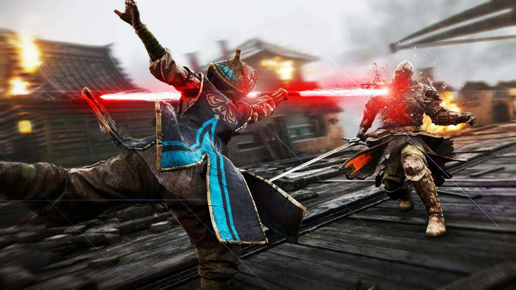 Red-Ringed Fury: Nobushi's Deadly Assault in For Honor Wallpaper