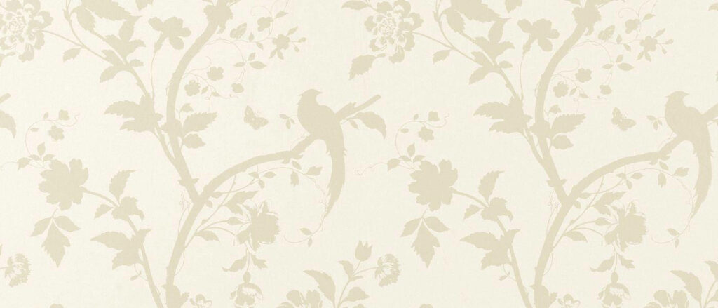 Serene Avian Perch: Delicate Bird Silhouette Embraces Off White Wallpaper