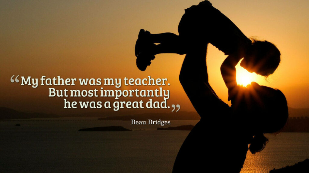Dad's Heartwarming Words: Captivating Silhouette of Father and Child Engaged in Play Wallpaper
