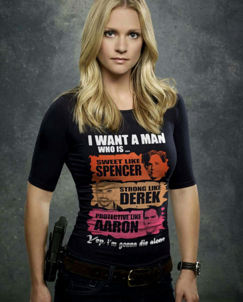 A J Cook in casual graphic t shirt stylish confident pose wallpaper background