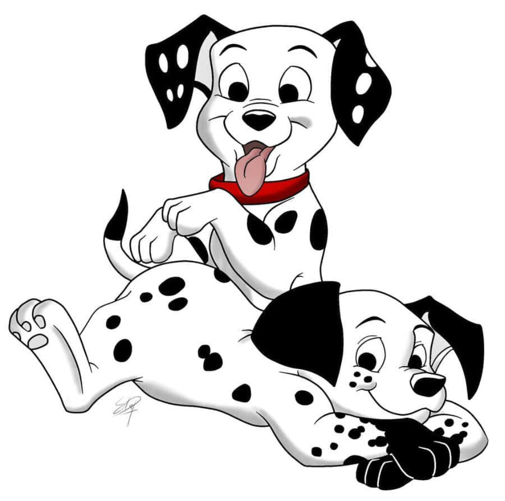 Dalmatian Delight: A Joyful Family Portrait of Spotted Puppies with Charming Expressions Wallpaper