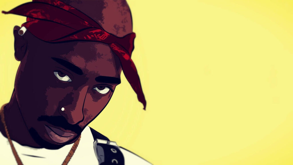 The Flyest in Yellow: Cartoon Tupac Wallpaper