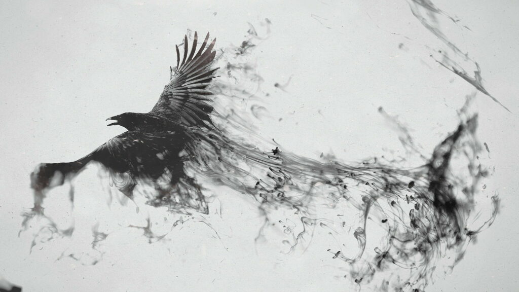 Feathered Majesty: Stunning Raven Bird Art in 4K Digital-Art Wallpaper by Talented Artist