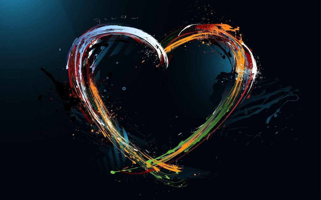 Heartfelt Vibration: Embracing love amidst a kaleidoscope of colors in a captivating dark backdrop Wallpaper
