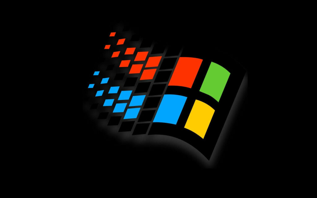 Windows 95: Exploring Nostalgia Through Vibrant Colorful Waves on a Dark Canvas Wallpaper