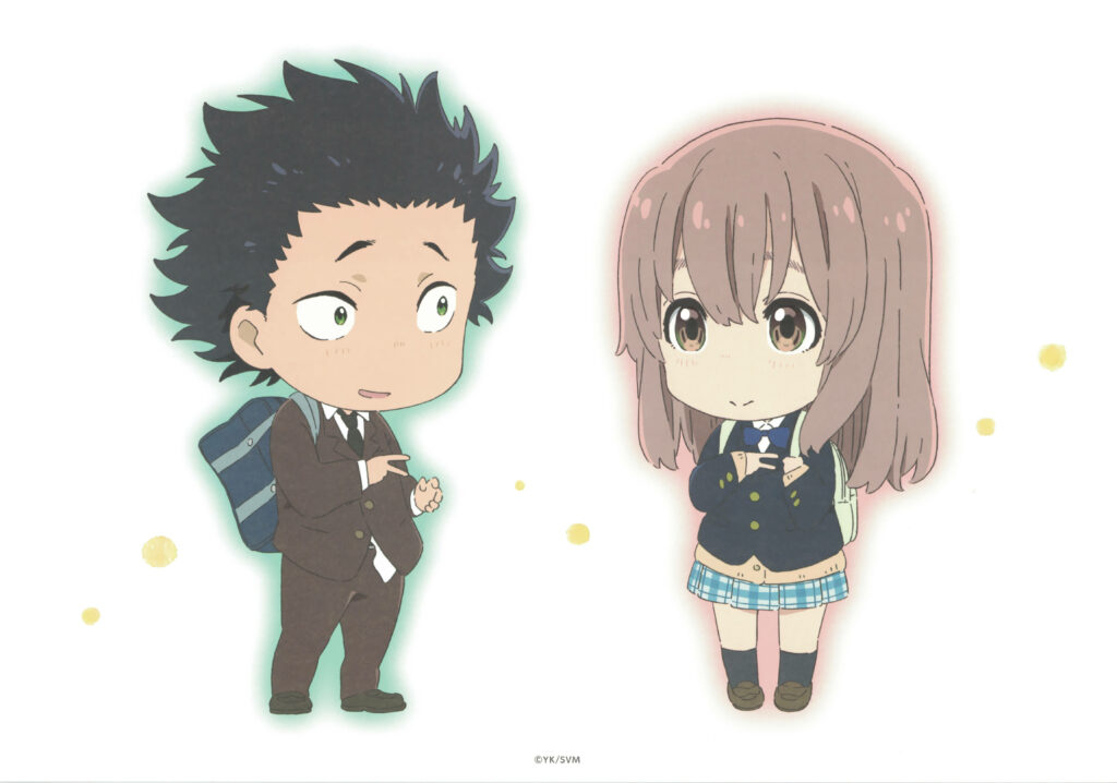 A Touch of Friendship: Chibi Couple Portraits from 'A Silent Voice' Wallpaper