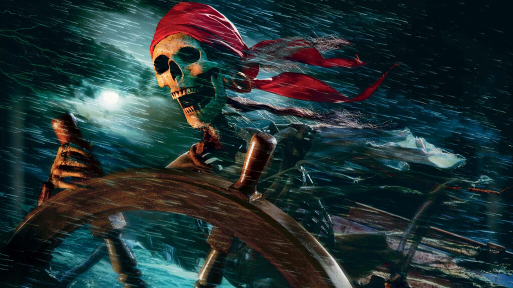 Stormy Seas: 4K Pirate Skeleton Wallpaper in Action