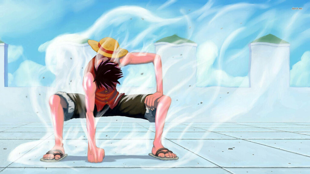 Unleashing the Storm: Luffy's Monumental Wind Punch Captured in a Breathtaking Background Shot Wallpaper