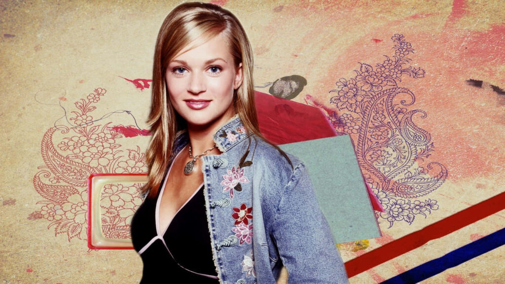 A.J. Cook confident pose stylish photoshoot elegant artistic wallpaper background vibrant colors
