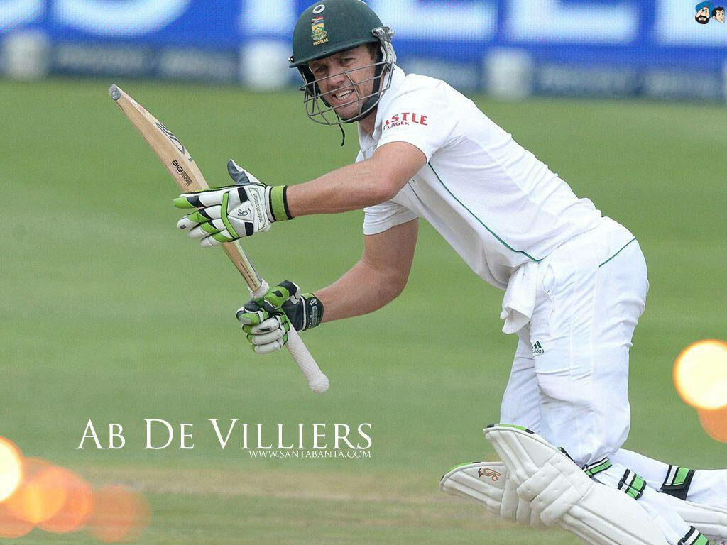 AB de Villiers mid-action cricket shot falling ground dynamic wallpaper athletic focused player