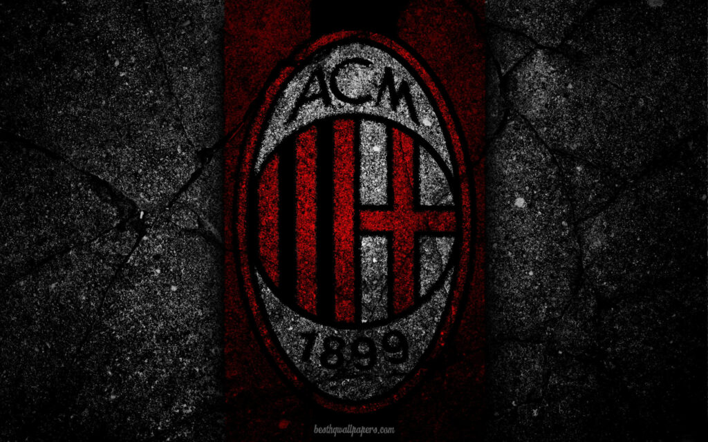 Iconic AC Milan Emblem on a Dynamic Black and Red Canvas Wallpaper