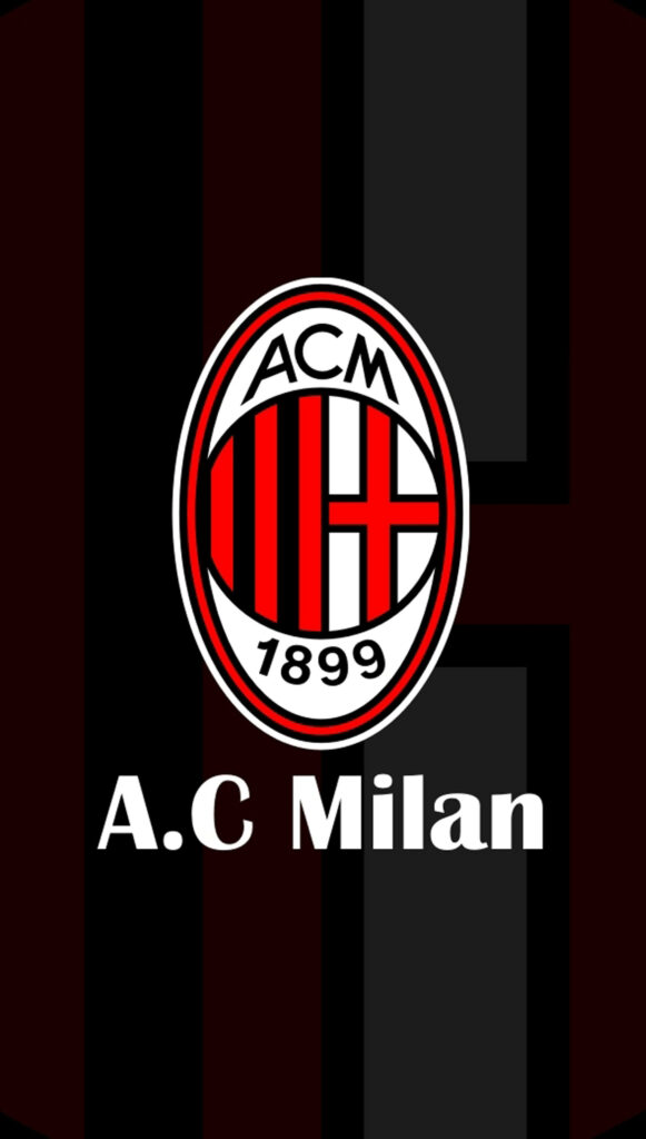 AC Milan logo on dark background with black and red stripes football club wallpaper