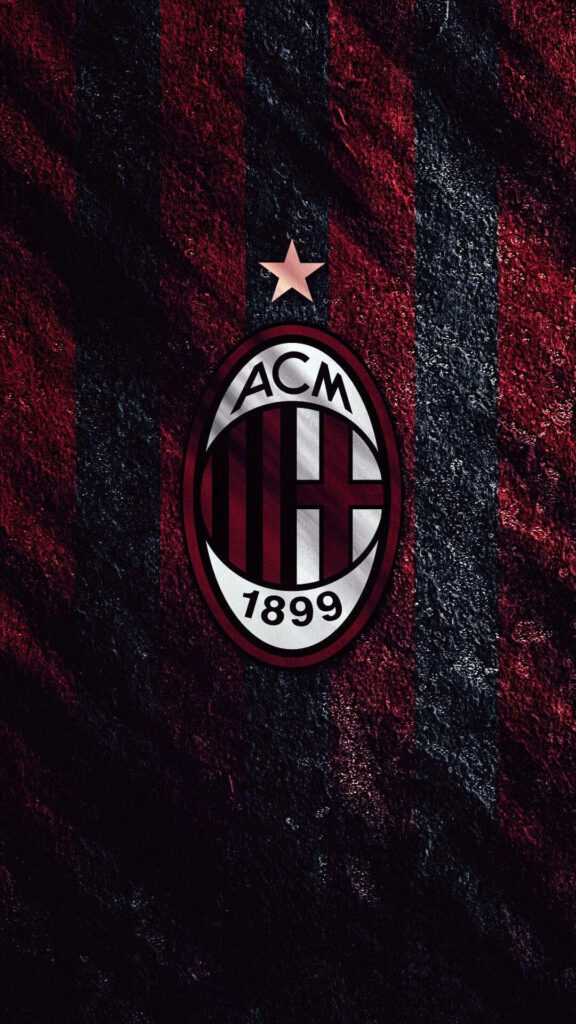 AC Milan logo on dark textured background with classic red and black stripes wallpaper