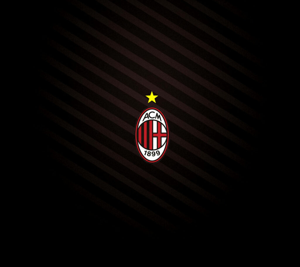 AC Milan logo with golden star on dark striped background sleek modern soccer wallpaper