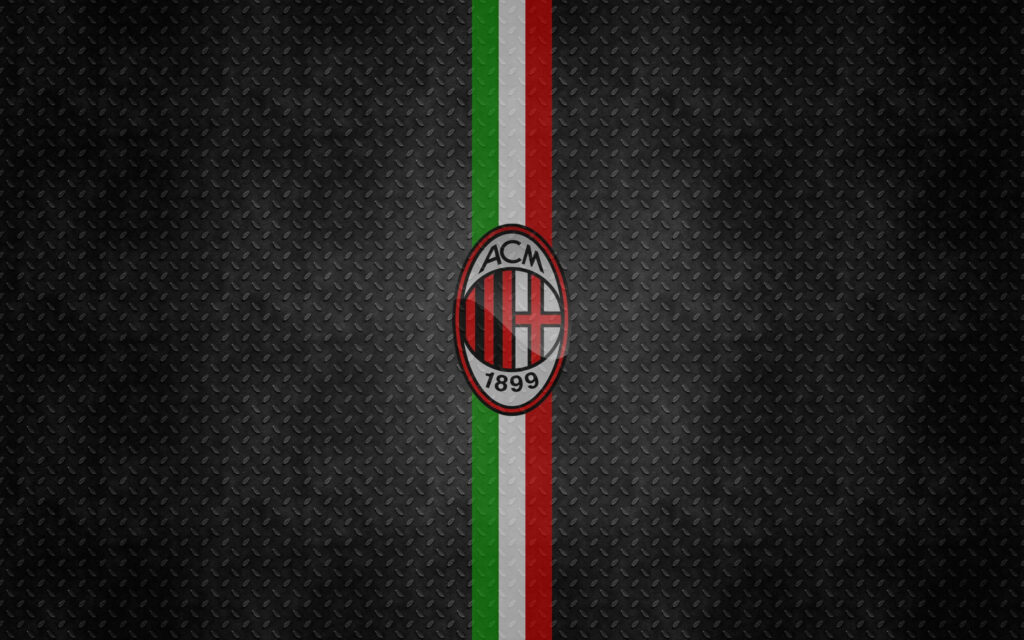 AC Milan logo on metal texture with vertical Italian flag colors green red and white stripes Wallpaper