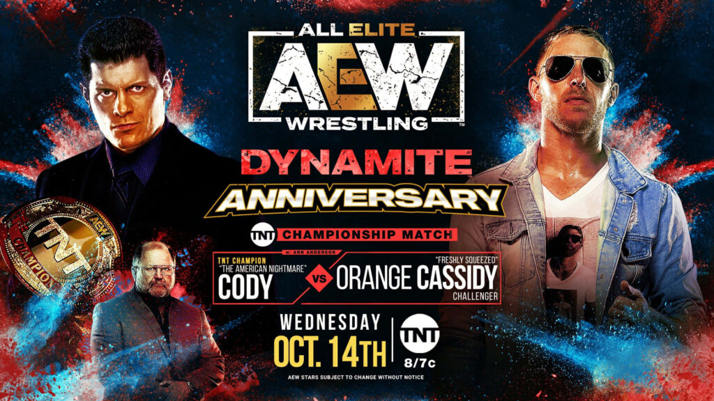 AEW Dynamite Anniversary wallpaper WWE TNT Championship match Cody Rhodes vs Orange Cassidy background