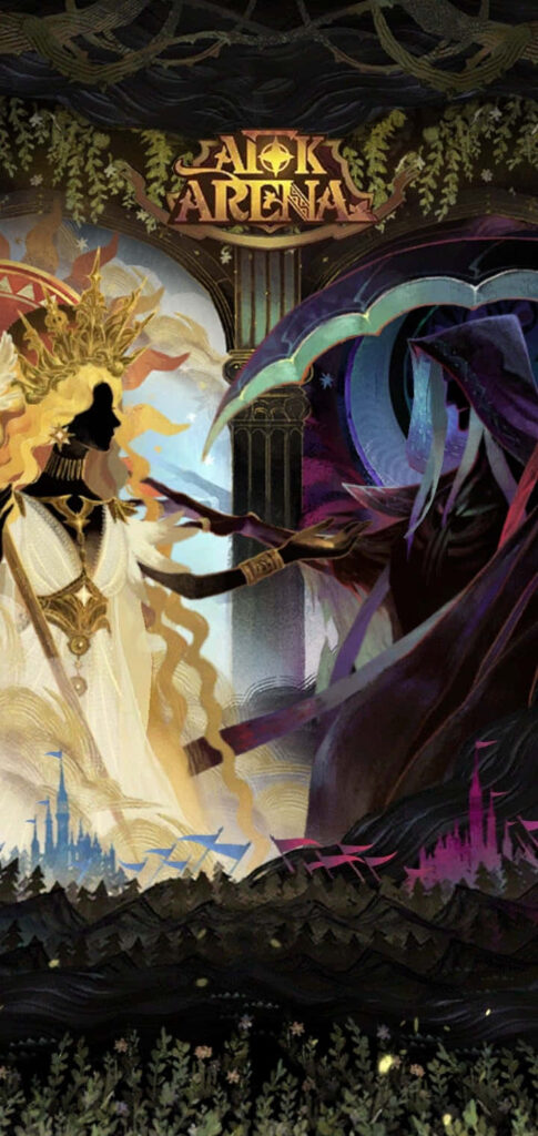 AFK Arena Talene Radiant Sun and Ezizh dark manifestation intense fantasy art wallpaper