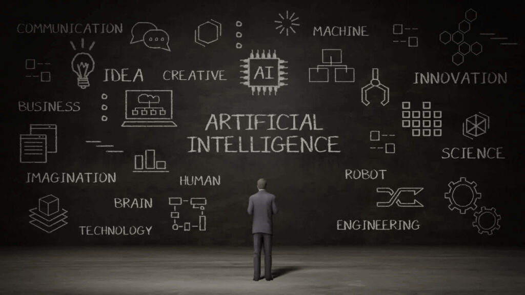 Creative AI Concepts on Chalkboard - Professional Wallpaper Background