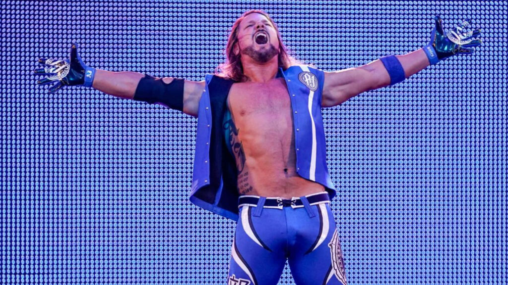 AJ Styles WWE 2016 debut powerful entrance on ramp blue lighting signature wrestling gear Wallpaper