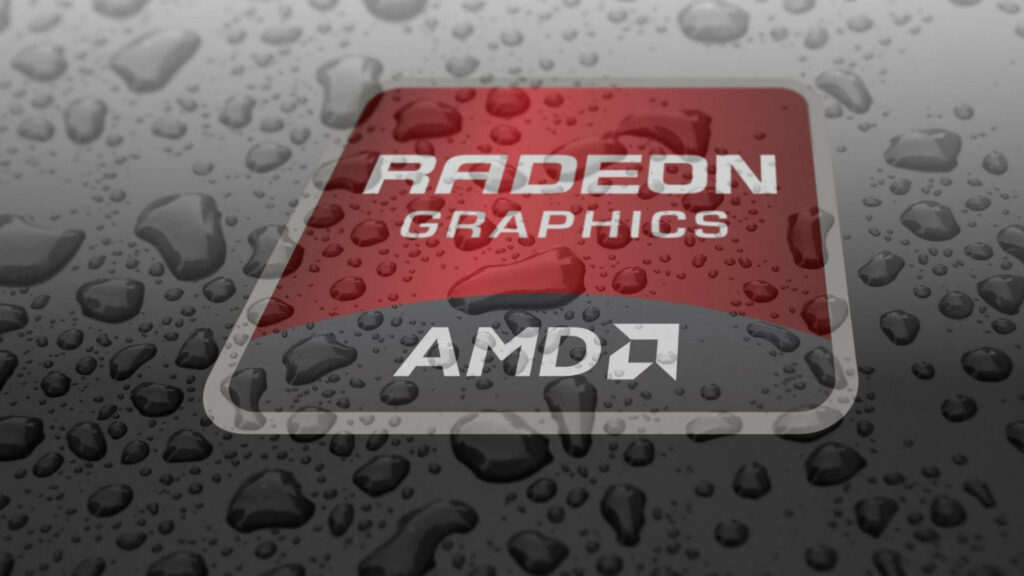 AMD Radeon Graphics logo on sleek water droplet background modern dynamic wallpaper