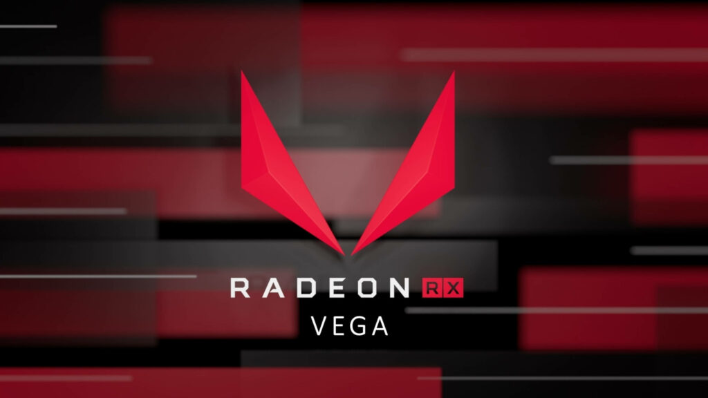 AMD Vega emblem and Radeon RX logo on dynamic geometric 4K wallpaper background