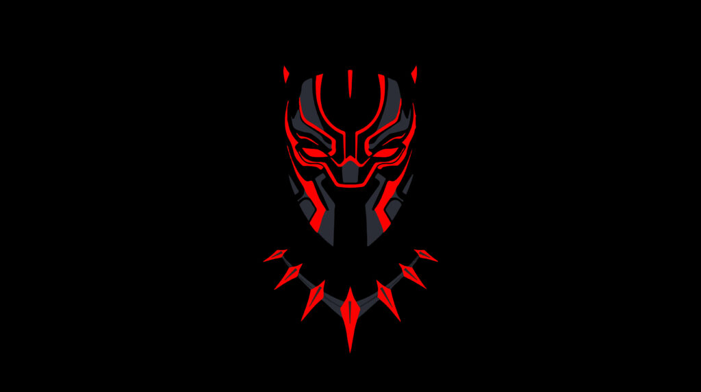 AMOLED Black Panther 4K wallpaper minimalistic futuristic design bold red accents deep black