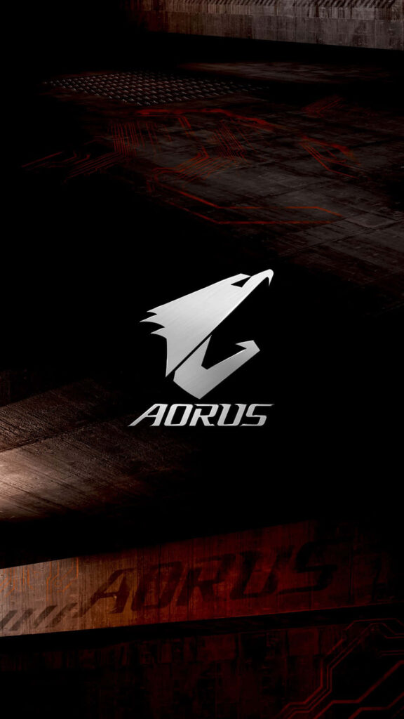 AORUS logo on dark metallic digital background modern powerful tech wallpaper design