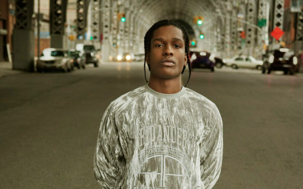 ASAP Rocky stylish urban street pose cool rapper wallpaper background for music fans